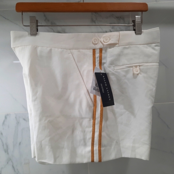LAUREN RALPH LAUREN SAILOR SHORTS Cream Gold Braid Trim Size 4 NWT